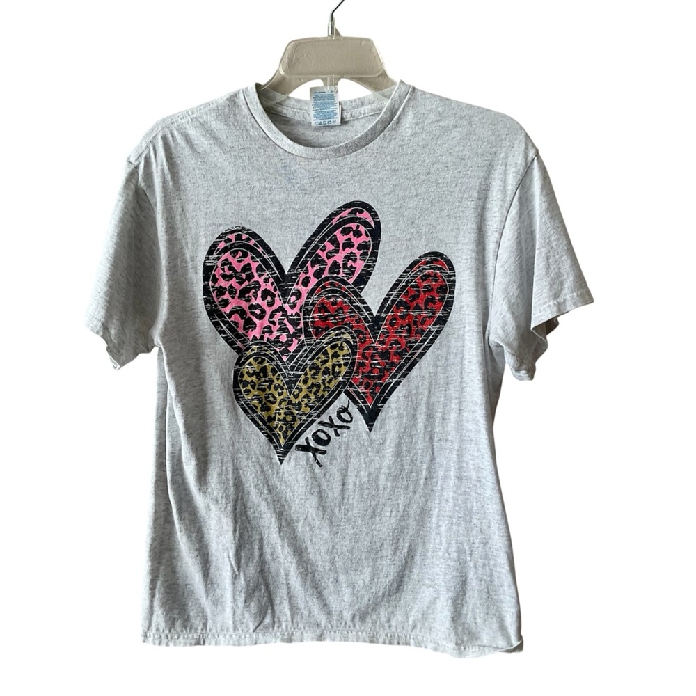 Delta Gray T-Shirt with Leopard Heart Design